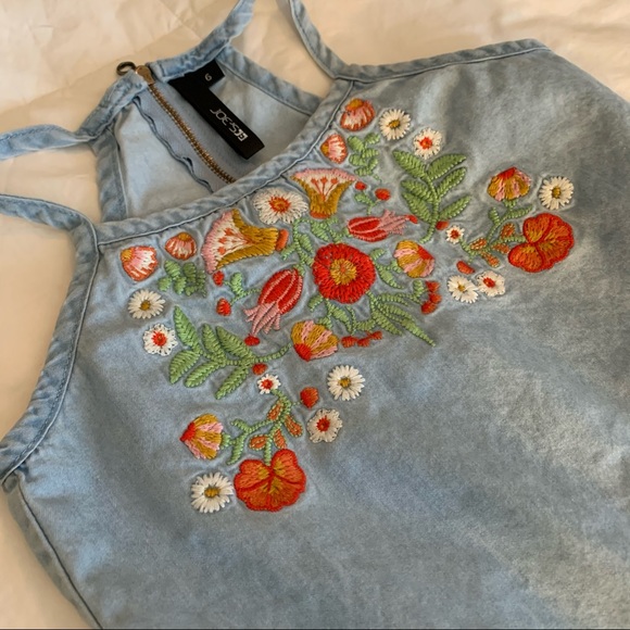 Joes Jeans Girls Chambray Embroidered Romper 6 - Picture 2 of 6